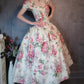 Charming pink vintage floral long satin prom dress nv5435
