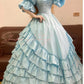 Blue vintage elegant long satin ball gown nv5025