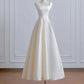 White Simple Fashion Elegant Long Satin Prom Dress Evening Dress Party Dress nv4951