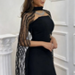 Black Glamorous Long Evening Gown With A Shawl, Nv2518
