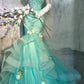 Blue gorgeous exquisite beaded long satin ball gown evening dress party dress nv4377