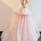 Pink shiny floral long chiffon ball dress princess dress NV6741