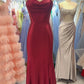 Red Fashion Long Satin Slim Fit Evening Dress, Bridesmaid Dress, Graduation Dress NV6633