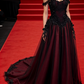 Black Lace Burgundy Strapless Gown - Off-Shoulder Ballgown Evening/Ball/Red Carpet Maxi Dress NV6803