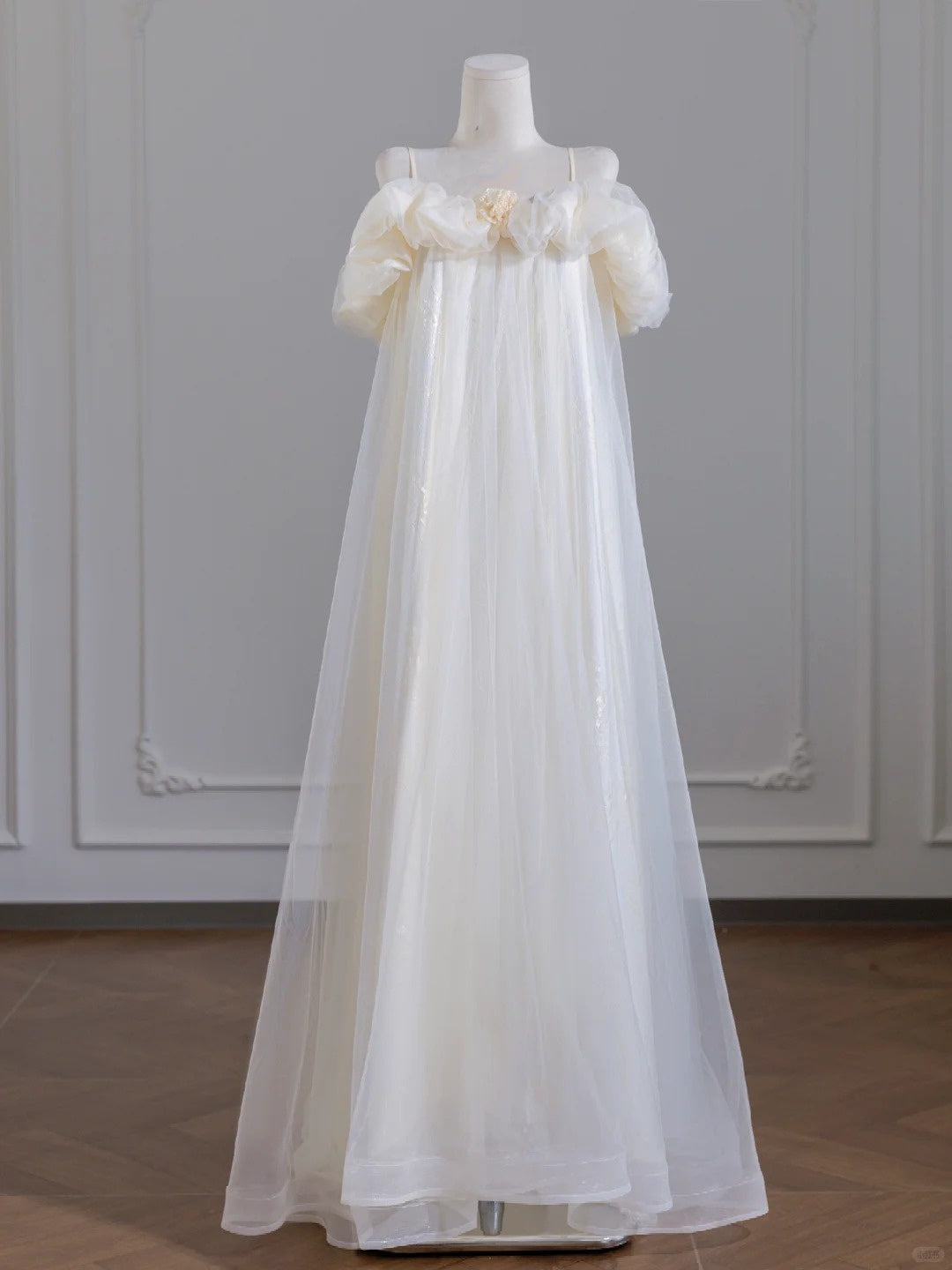 Light Yellow Sweet Floral Long Chiffon Prom Dress Evening Dress Party Dress nv4960