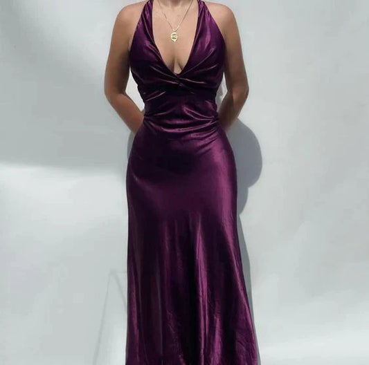 Purple/green/red/yellow fashion elegant V-neck backless vintage prom dress evening gown party dress nv1932