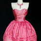 Stand Out! Hot Pink Satin Strapless Dress: Striped Flared Hem Built-In Spotlight NV6837