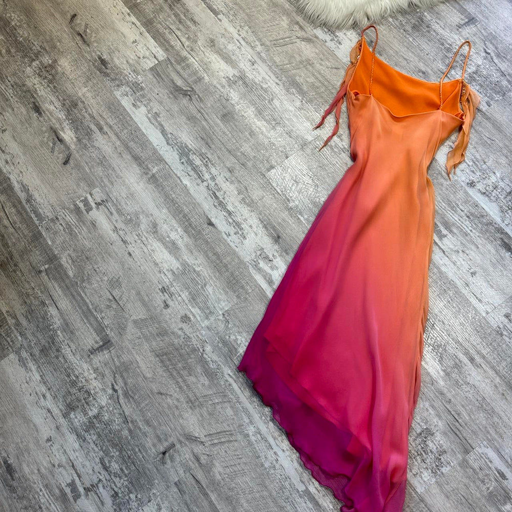 NiceVestidos-Orange Red Fashion Gradient Gorgeous Spaghetti Strap Beaded Charming Short Chiffon Homecoming Dress Fairy Dress Fairy Tale Dress nv5528