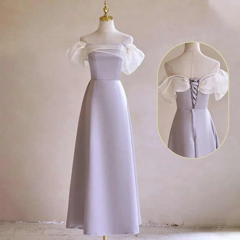 Purple Fashion Elegant Long Satin Tulle Bridesmaid Dresses Prom Dresses Evening Dresses Party Dresses Graduation Dresses nv4044