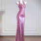 Purple Shiny Long Mermaid Bodycon Sequin Prom Dress Evening Dress Party Dress nv4966