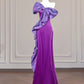 Purple Bow Long Satin Prom Dress Evening Dress Party Dress nv4961