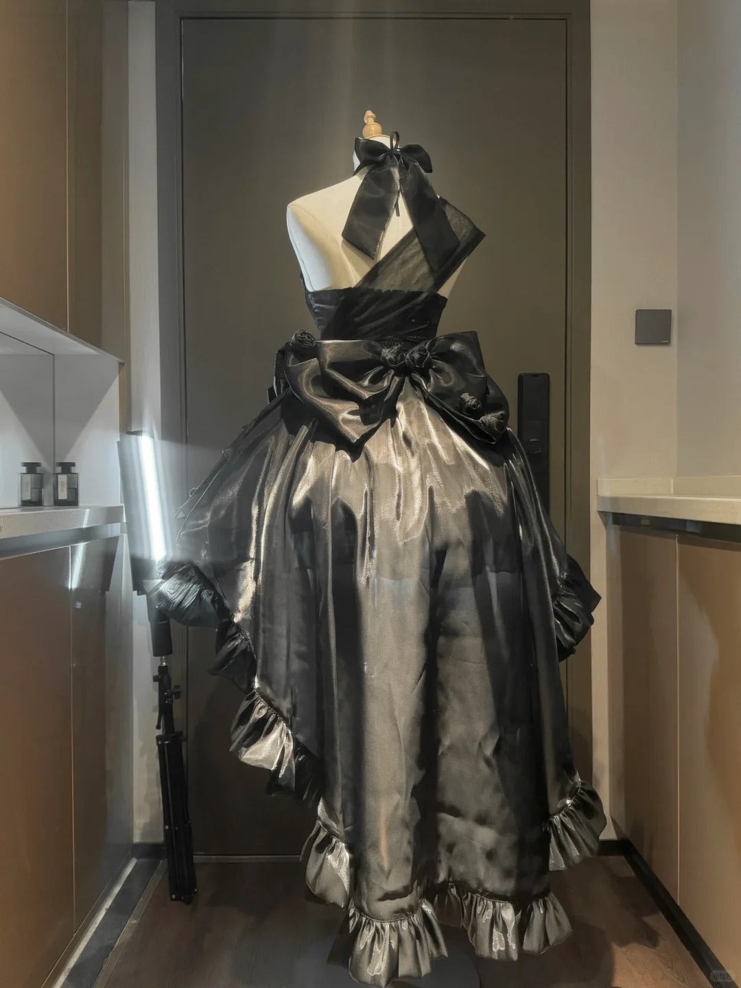 Black homecoming dress elegant sexy short satin asymmetric prom dress evening dress birthday dress nv4412