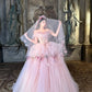 Pink floral long tulle ball gown NV6654