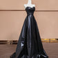 Black simple stylish satin floor-length ball gown evening dress nv5055