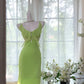Green Beaded Long Chiffon Mermaid Dress Vintage Party Dress Evening Gown Prom Dress nv4325
