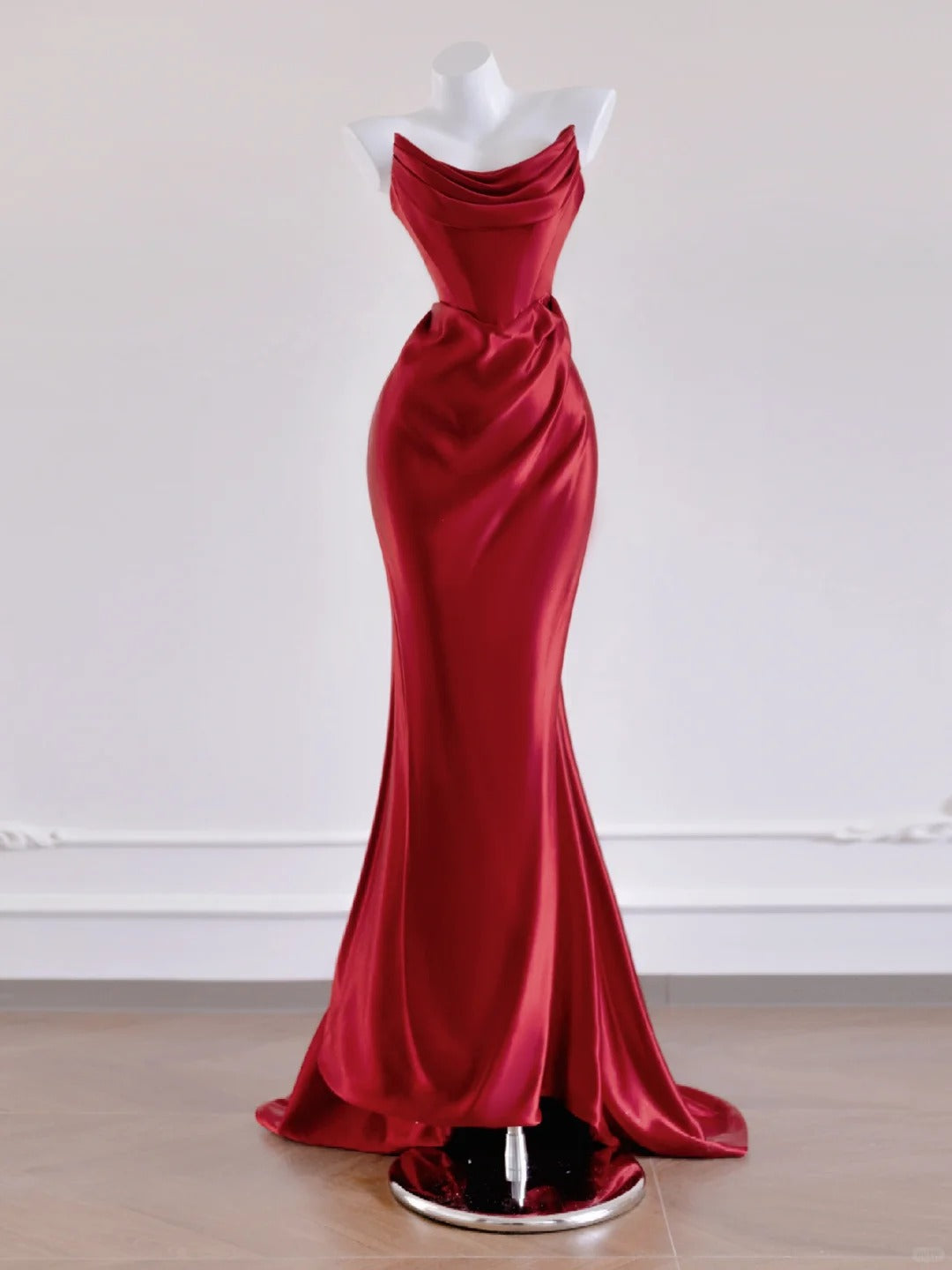 Red Elegant Fashion Long Bodycon Satin Prom Dress Evening Dress nv4972