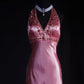Pink exquisite beaded retro fashion long satin prom dress party dress nv5210