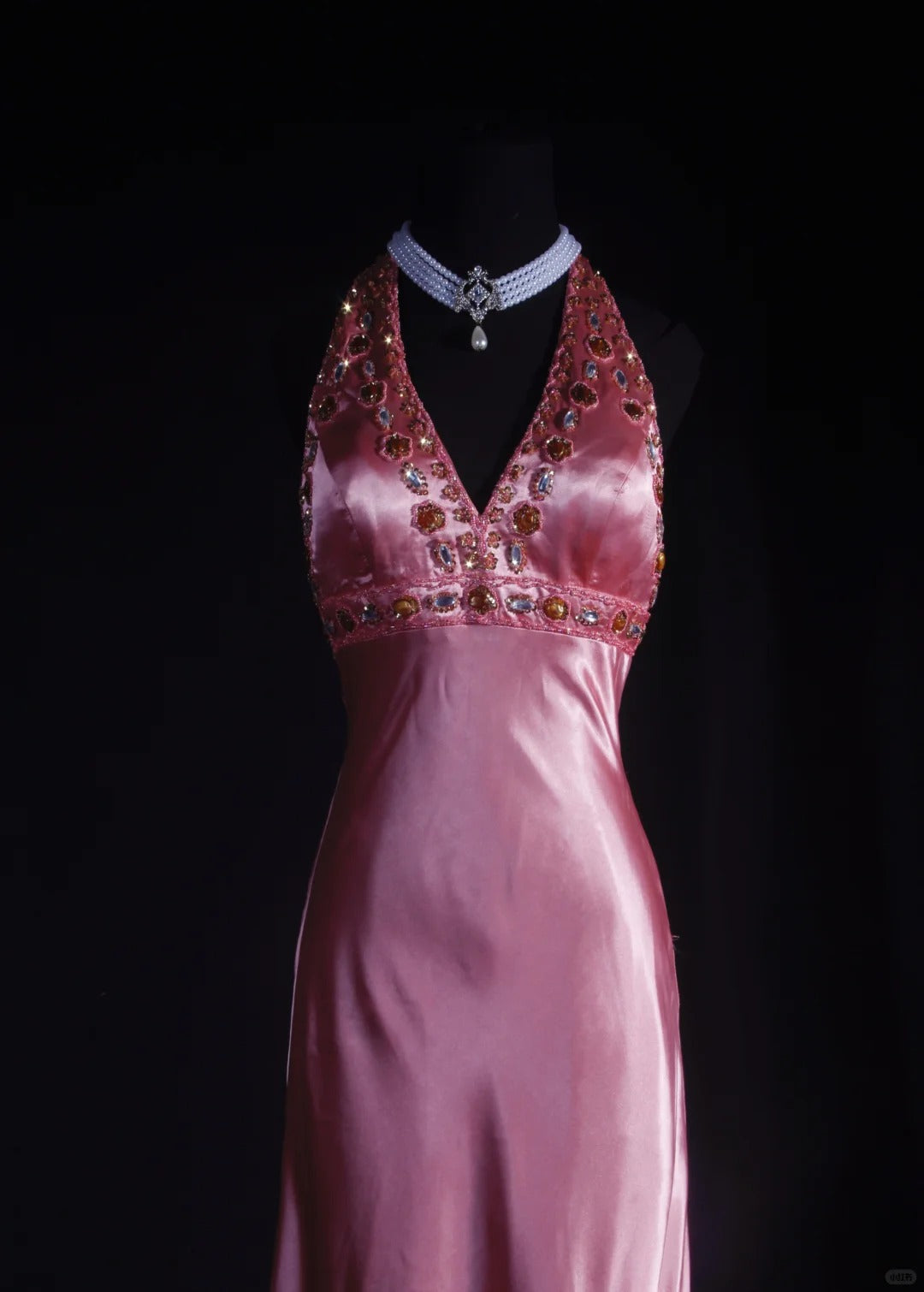 Pink exquisite beaded retro fashion long satin prom dress party dress nv5210