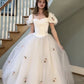 Robe de mariée longue en tulle à petites fleurs, couleur unie blanche, élégante, style princesse, pour femme, nv2744