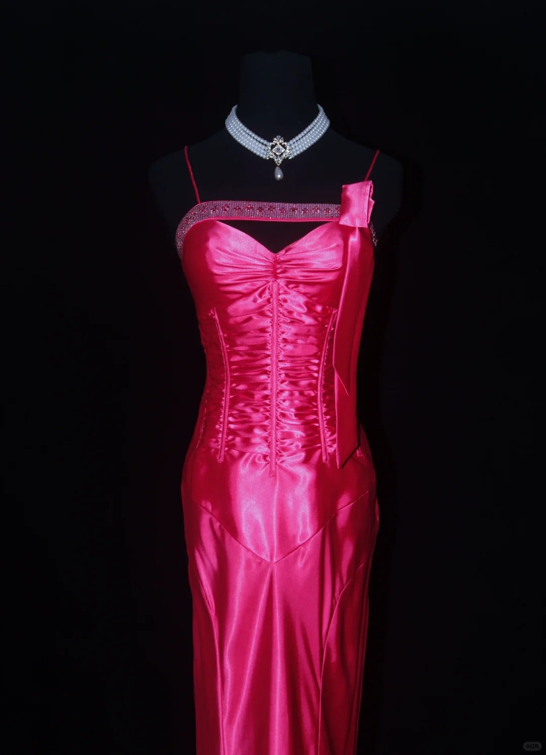 Rose Red Barbie Princess Fashion Off Shoulder Back Long Satin Prom Dress Evening Dress nv5205