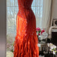 Vintage Abendkleider, Orange Meerjungfrau Ärmellose Lange Partykleider nv4330