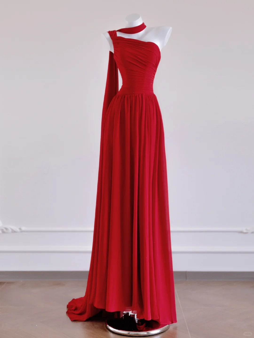Rotes, modisches Meerjungfrau-Kleid, lang, Chiffon, Ballkleid, Abendkleid, Partykleid, nv4729