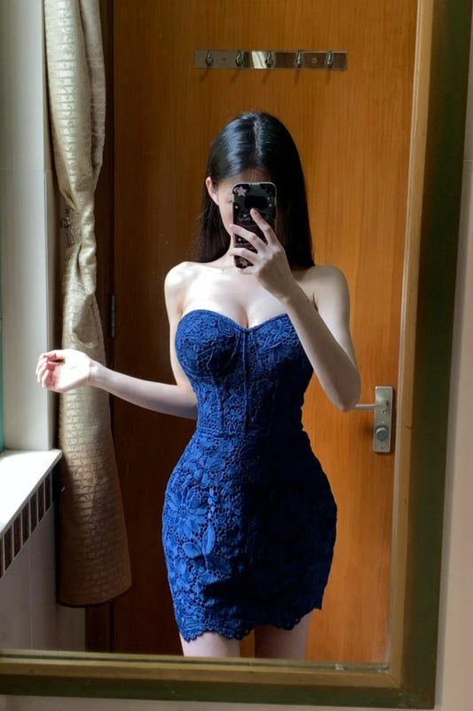 Short lace homecoming party dress NV6448