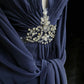 Blue rhinestone backless long chiffon ball gown evening dress nv4427