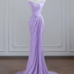 Robe de soirée longue en satin violet, élégante et longue, style féerique, nv4959