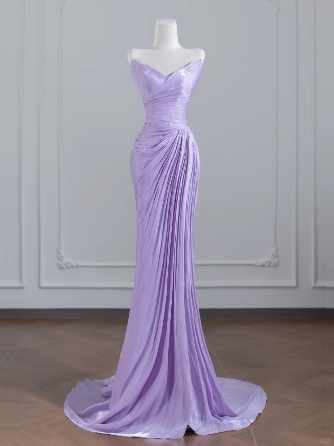 Robe de soirée longue en satin violet, élégante et longue, style féerique, nv4959