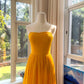 NiceVestidos-_VBright Yellow Strapless Ruched Chiffon Long Elegant Evening Dress NV5916