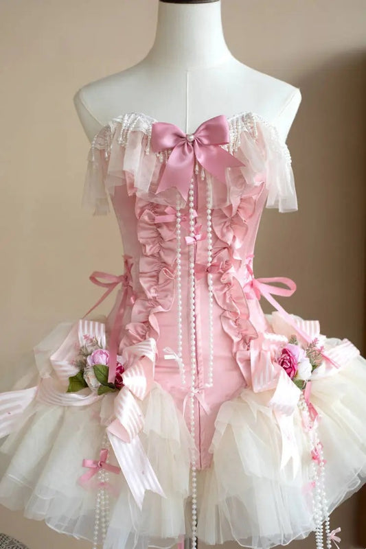 Pink retro short birthday dress NV6475