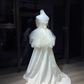 Ivory Strapless 2-in-1 Wedding Gown Lace Pearl Tassel Tulle & Satin Prom Evening Dress  NV7078