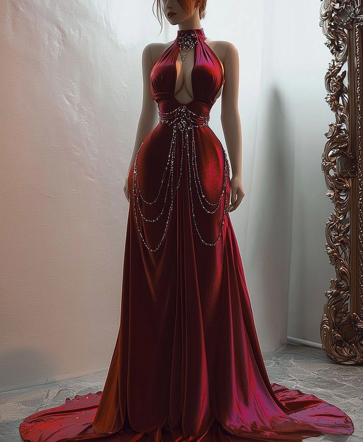Red sexy long dress NV6681