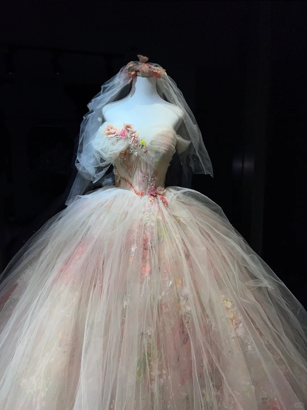 Blush Pink 3D Floral Tulle Long Evening Gown Off The Shoulder Puffy Ball Gown Prom Dress  NV7072