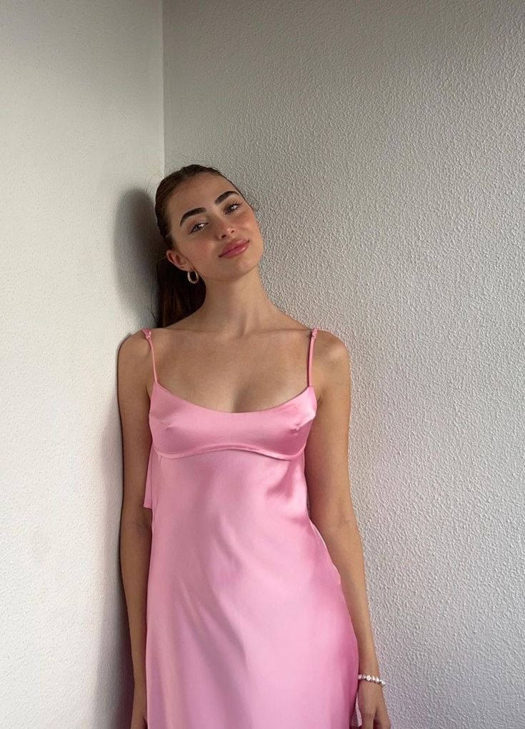 🌷Robe de soirée longue en satin rose clair, élégante et charmante, robe de soirée, robe de bal nv3993