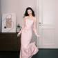 Blush Pink Strapless Ruched Evening Gown with Gloves  NV7298