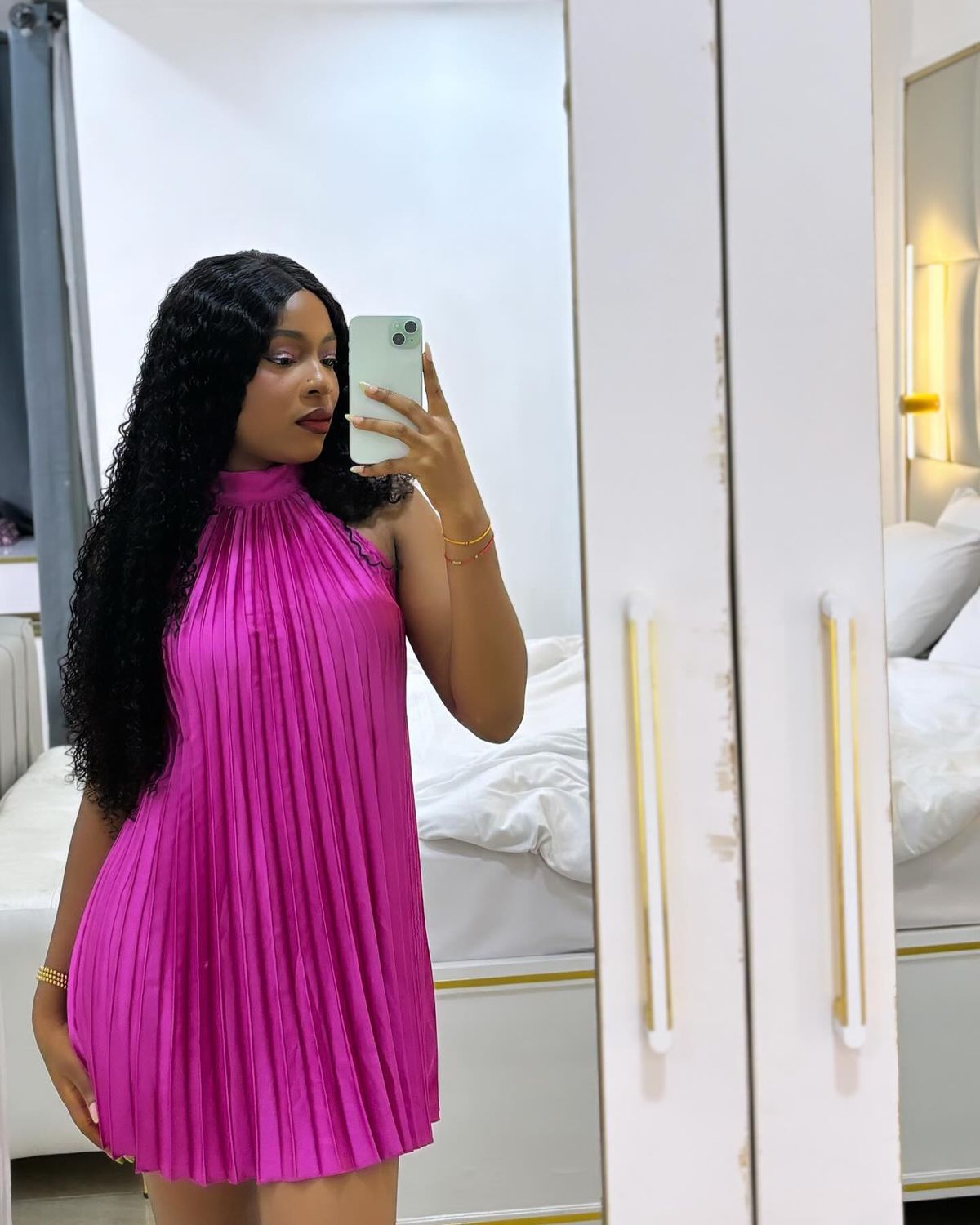 Pink halter short mini homecoming dress birthday party dress nv2876