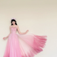 Ombre Pink Ruffle Sweetheart Sparkly Tulle Evening Ball Gown  NV7429
