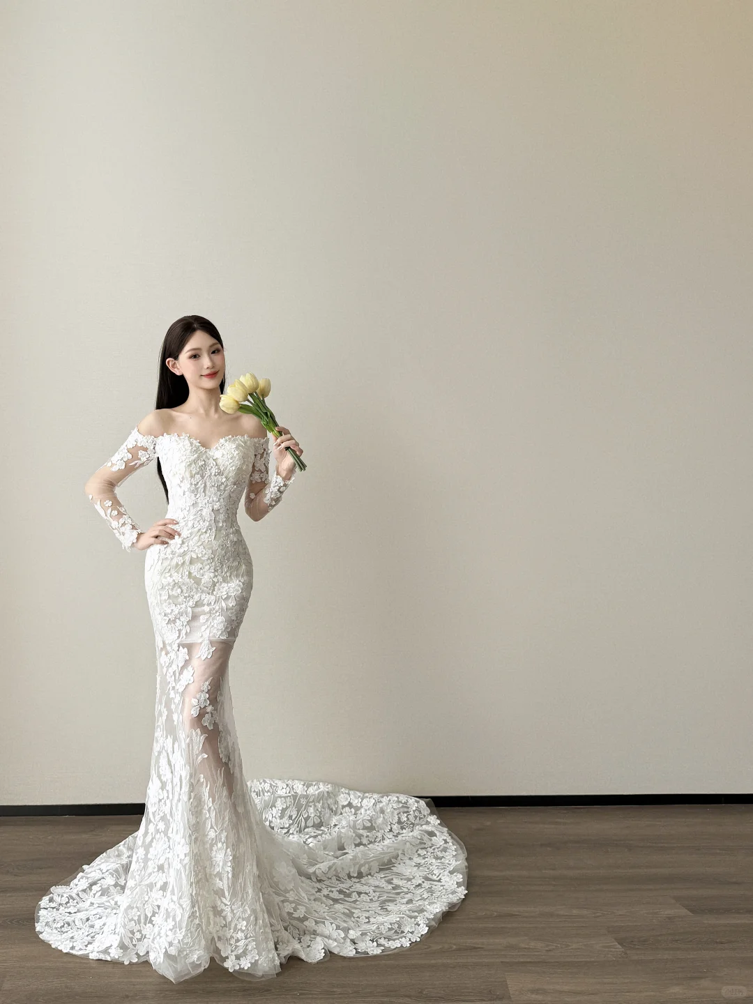 Sweetheart Off Shoulder Mermaid Wedding Dress 3D Floral Lace Bridal Gown  NV7128