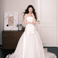 Minimalist Strapless Wedding Dress Satin Big Bow Bridal Gown  NV7254
