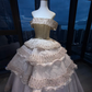 Off Shoulder Light Champagne Ball Gown Hand Beaded Rhinestone Tiered Glitter Tulle Prom Dress  NV7037
