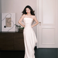 Simple Strapless Satin Mermaid Bridal Gown with Chiffon Sash  NV7308