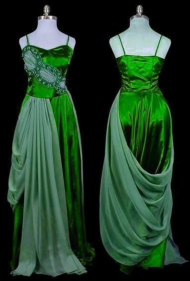 Green Beaded Long Satin Ball Gown Evening Gown Graduation Gown nv4397