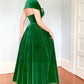 Emerald Green Vintage Elegant Long Velvet Ball Gown Evening Dress nv3381
