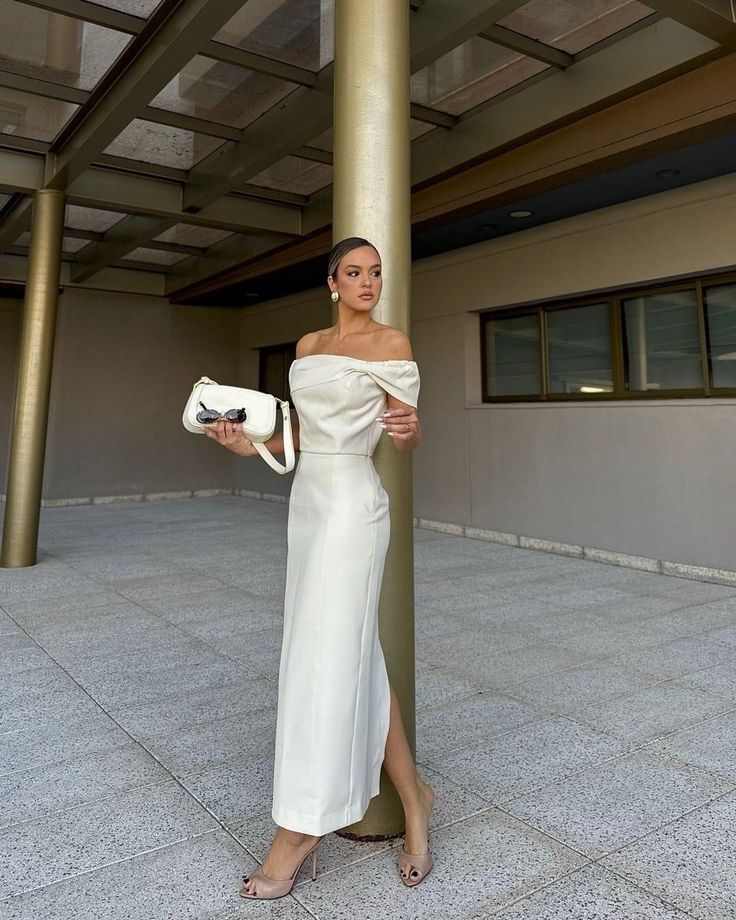 Robe de soirée longue en satin blanc à épaules dénudées, simple et élégante, robe de soirée nv2342