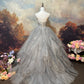 Silver-gray shiny exquisite sequined tulle floor-length retro long ball gown nv5157