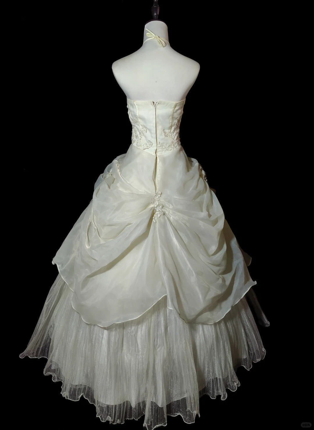 Beige Floral Elegant Long Tulle Ball Gown nv4779