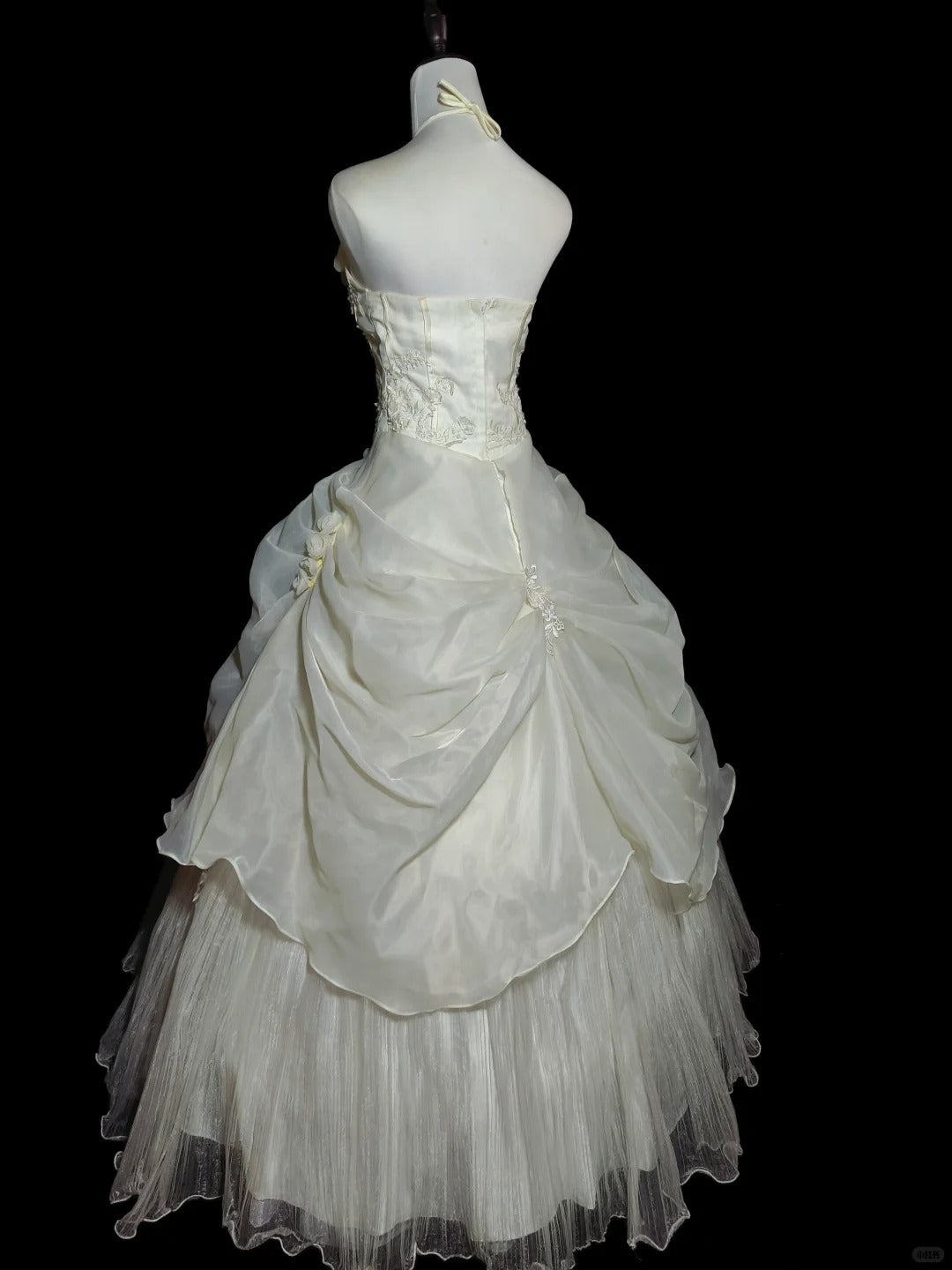 Beige Floral Elegant Long Tulle Ball Gown nv4779