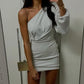 White One Sleeve Short Homecoming Dress Party Dress nv1881